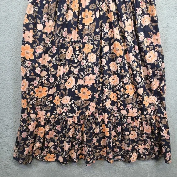 Old Navy Dress Womens XL Blue Tiered Floral Cottagecore Smocked Waist Midi Flowy - Picture 13 of 16